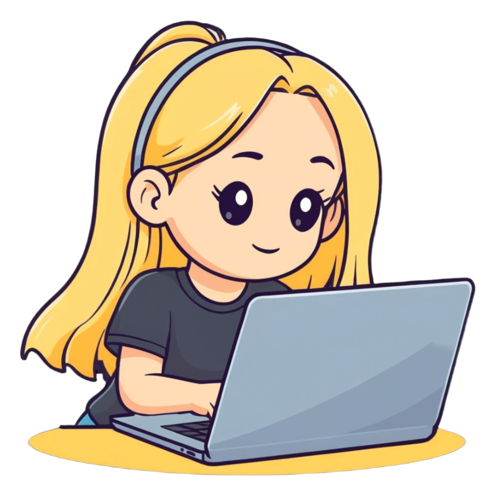 Blonde girl long hairl laptop sticker