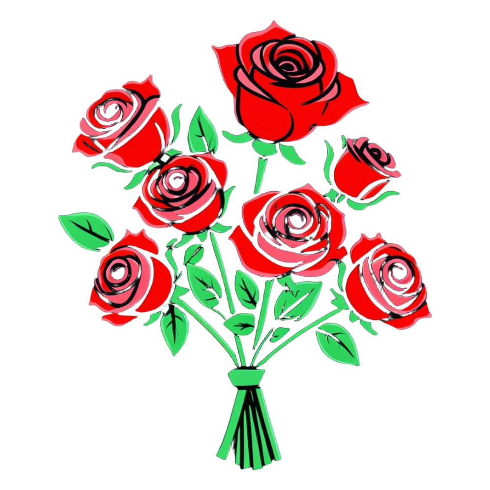 romantic bouquet of red roses sticker