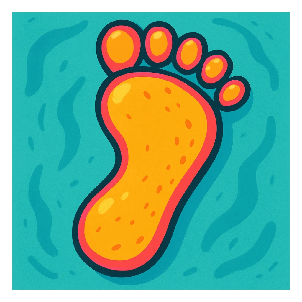 single footprint, cartoon style, playful sticker