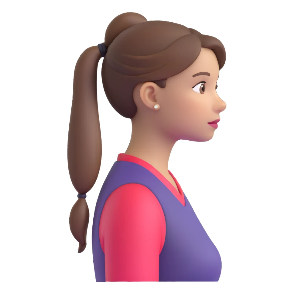 girl with brown hair and ponytail sticker