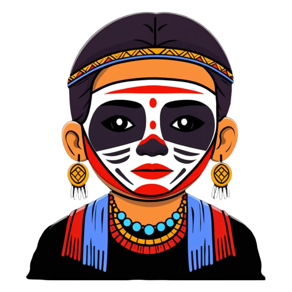 Toltec person with face paint and traditional attire sticker