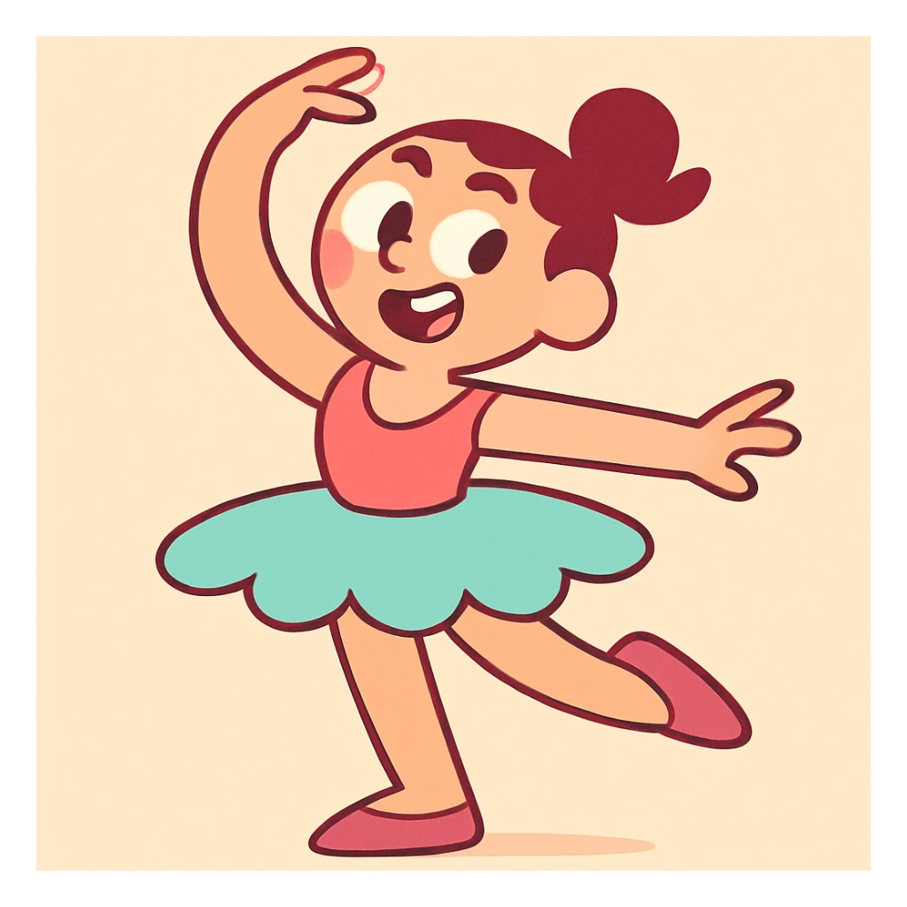 ballerina skirt, modern style, bold colors, dynamic shape sticker