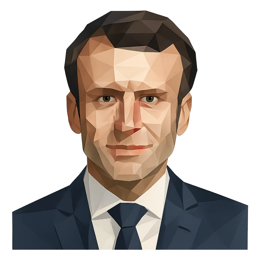 low-poly style portrait of Emmanuel Macron sticker