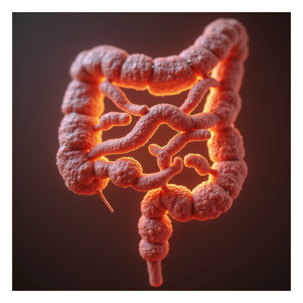 hyperrealistic inflamed intestinal bacterial flora with excess sugars, 4K, transparent background sticker