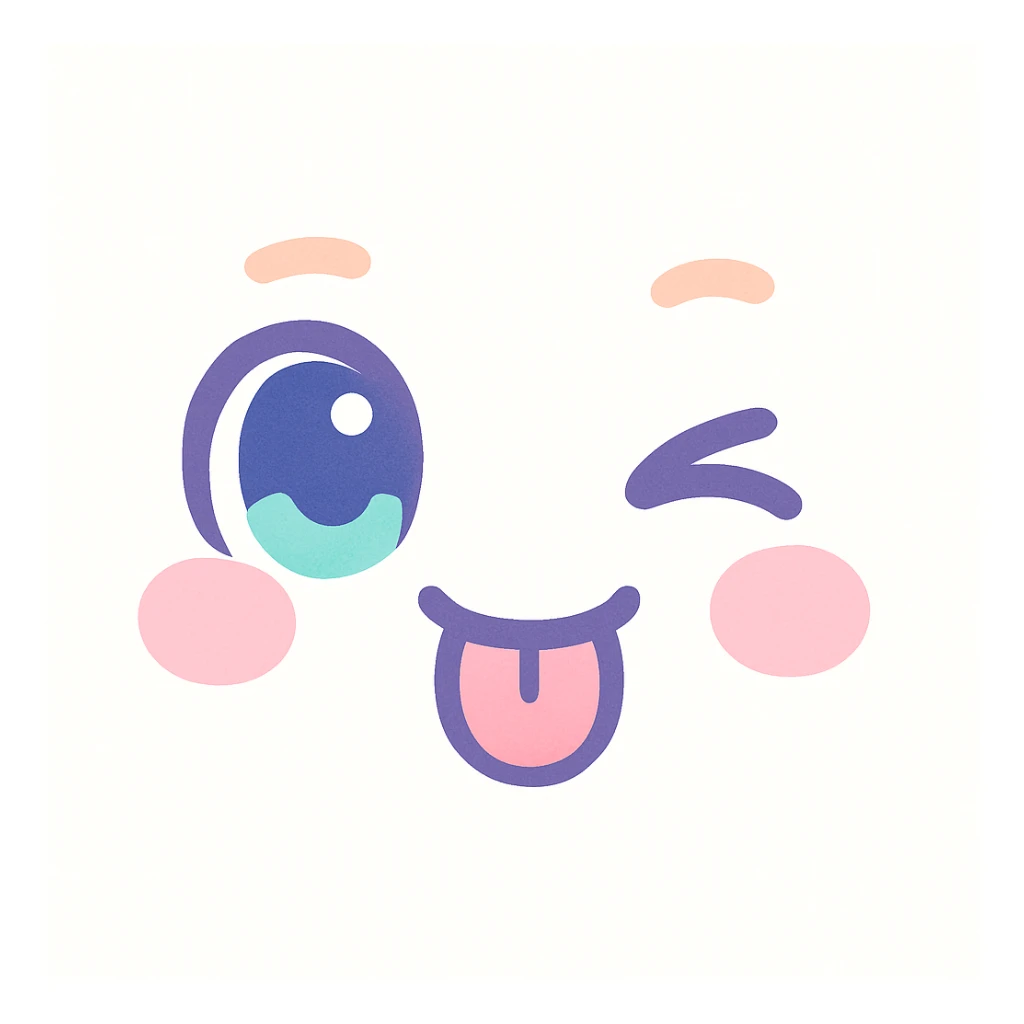 kawaii style face with one eyelid pulled down and tongue out, mischievous and cute sticker