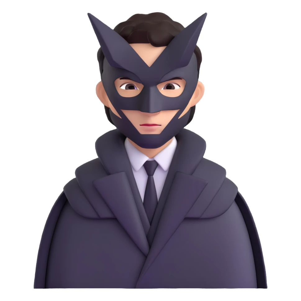 Squid Game Front Man with black geometric mask and black coat sticker