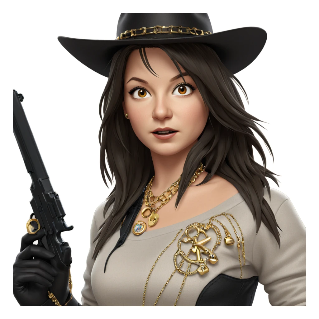 girl with gun and jewelry sticker