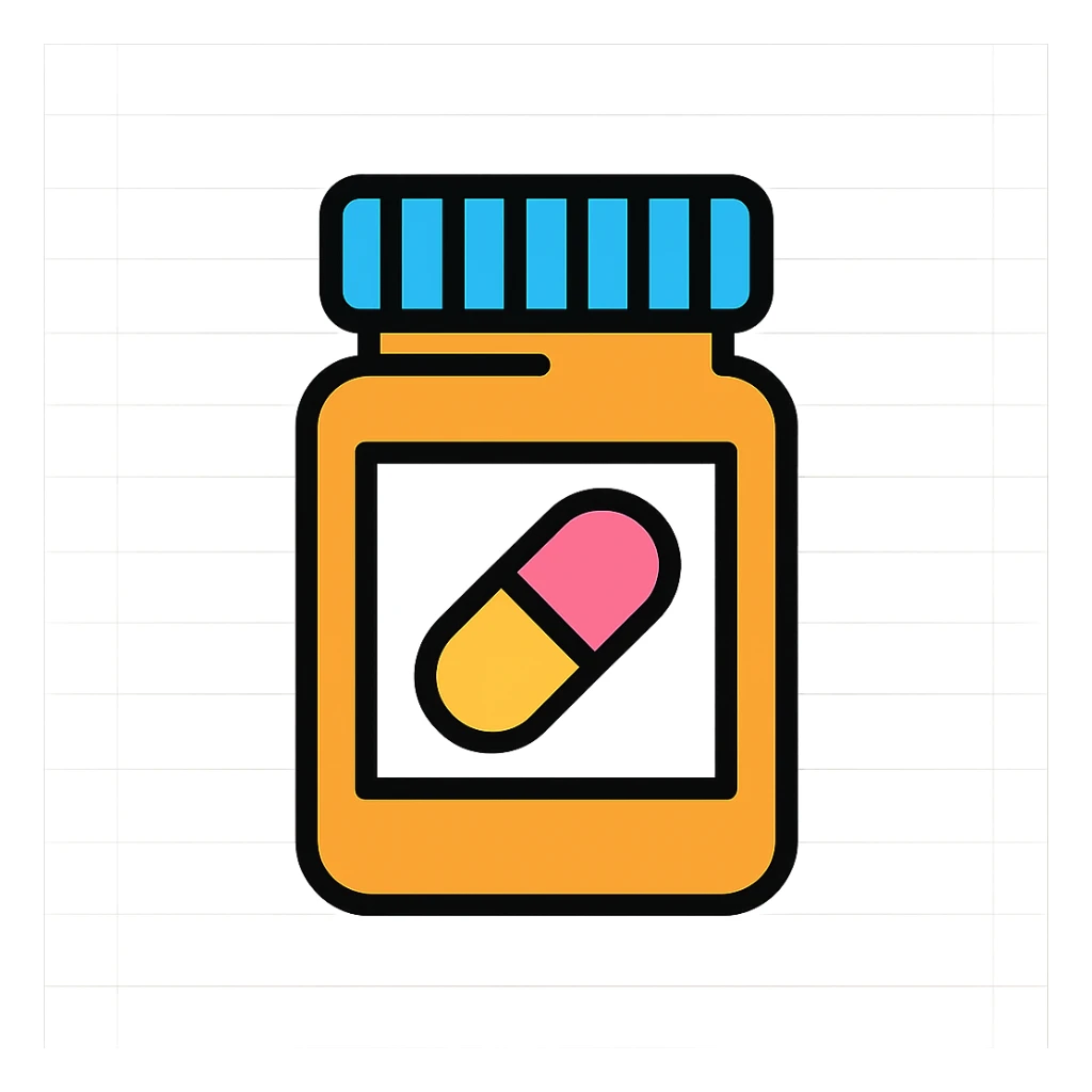pill bottle icon, minimal, clean lines, modern icon style sticker