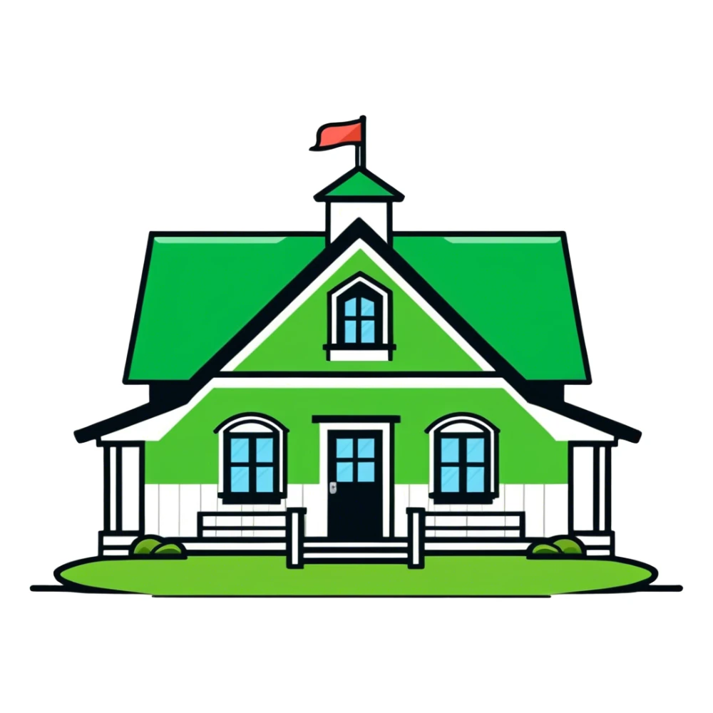 White clubhouse on lawn sticker
