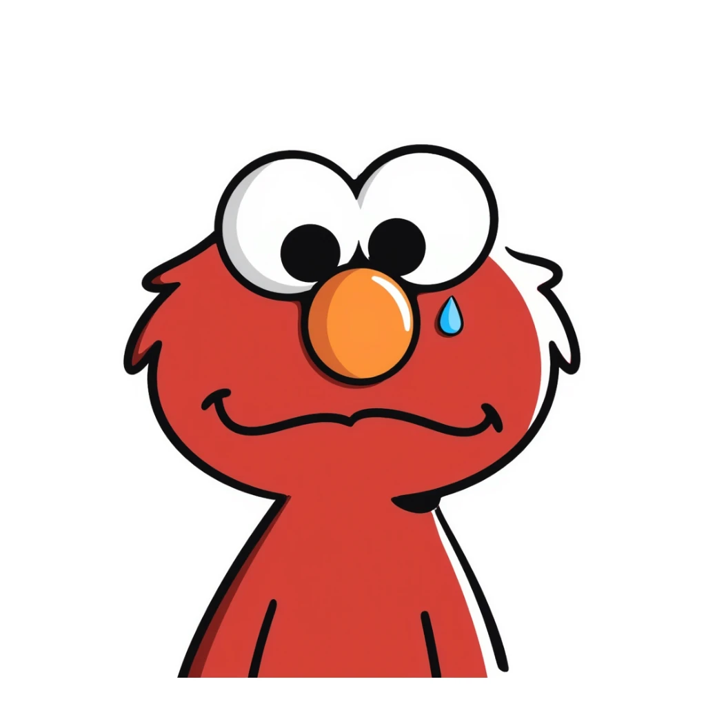 A sad Elmo feeling blue with a tear coming down sticker