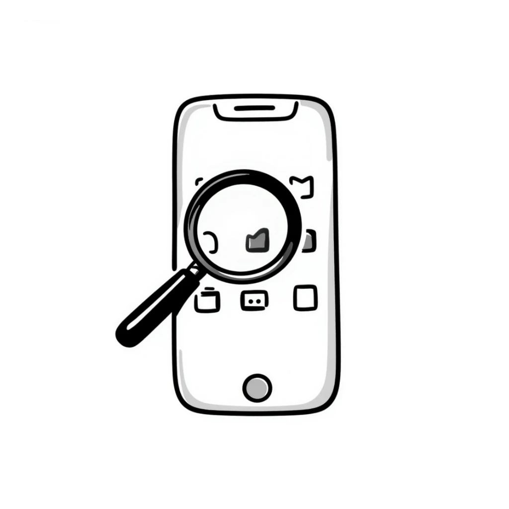 magnifying glass on a digital interface of a phone sticker