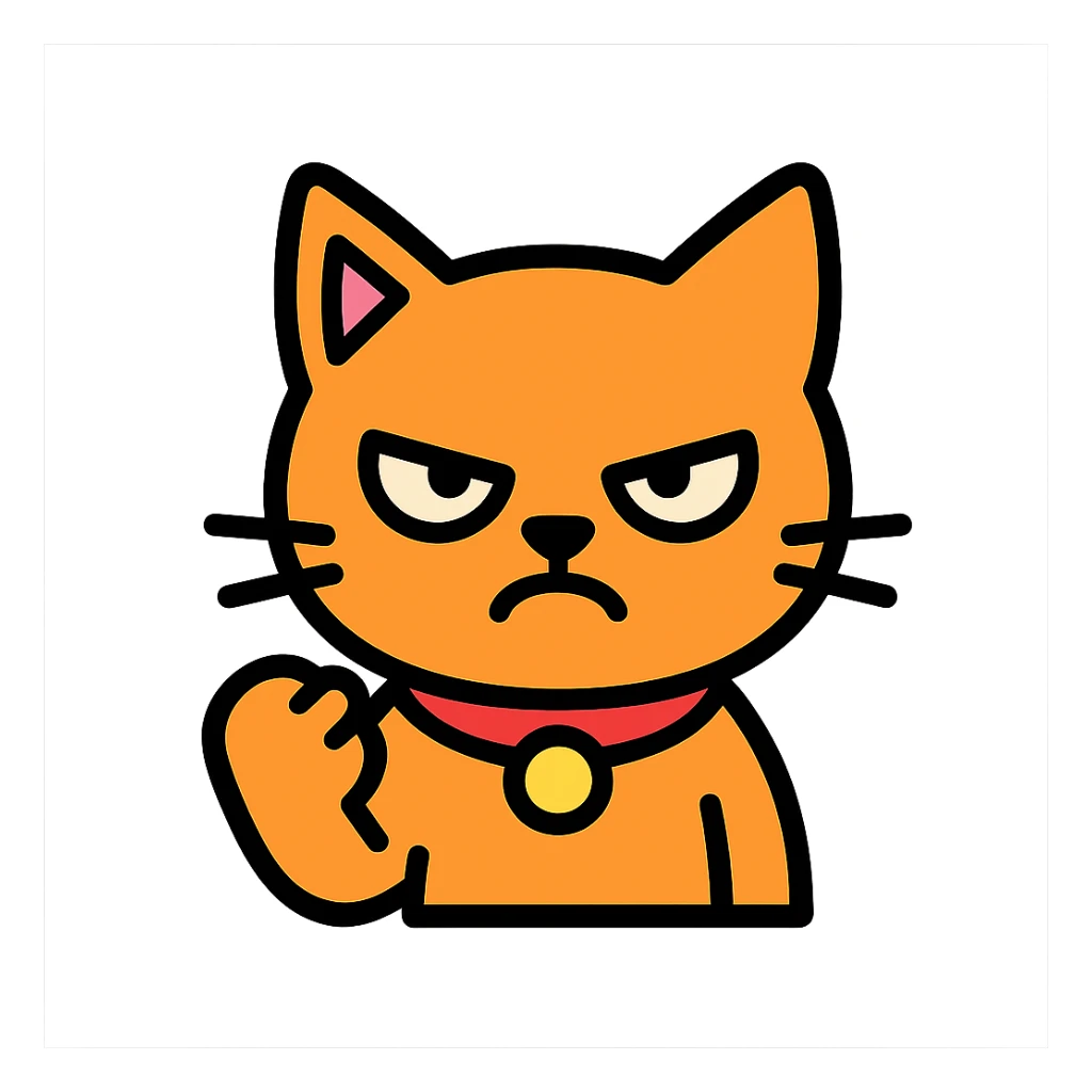 color outline icon of a baddie cat sticker