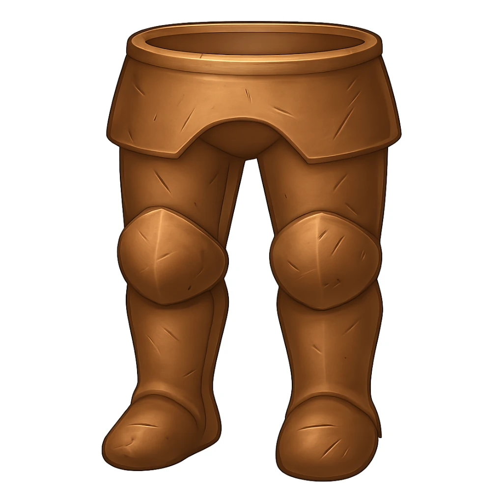 Transform these diamond platelegs into bronze platelegs, slightly worn and used, with some scratches or dents, in the style of emoji. The background should be transparent. sticker