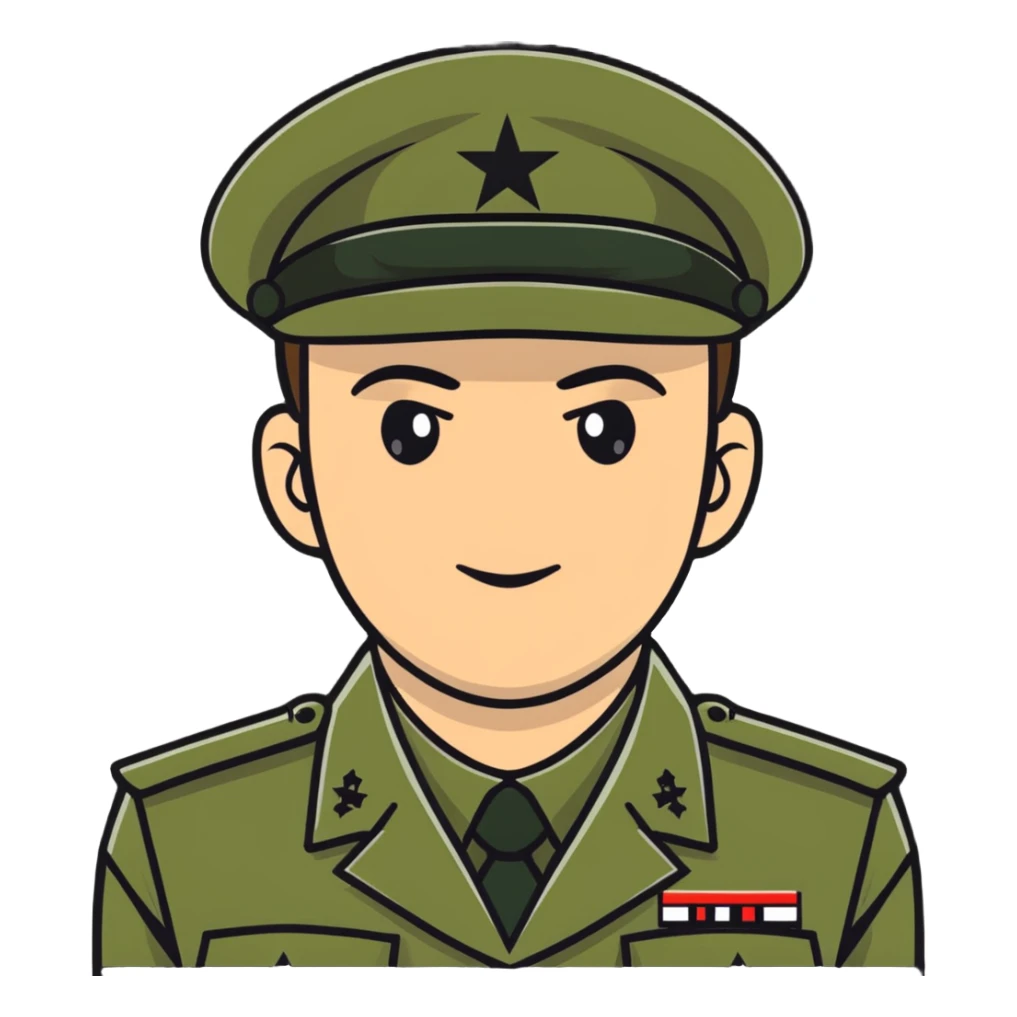 army soldier with formal military cap, front view portrait sticker