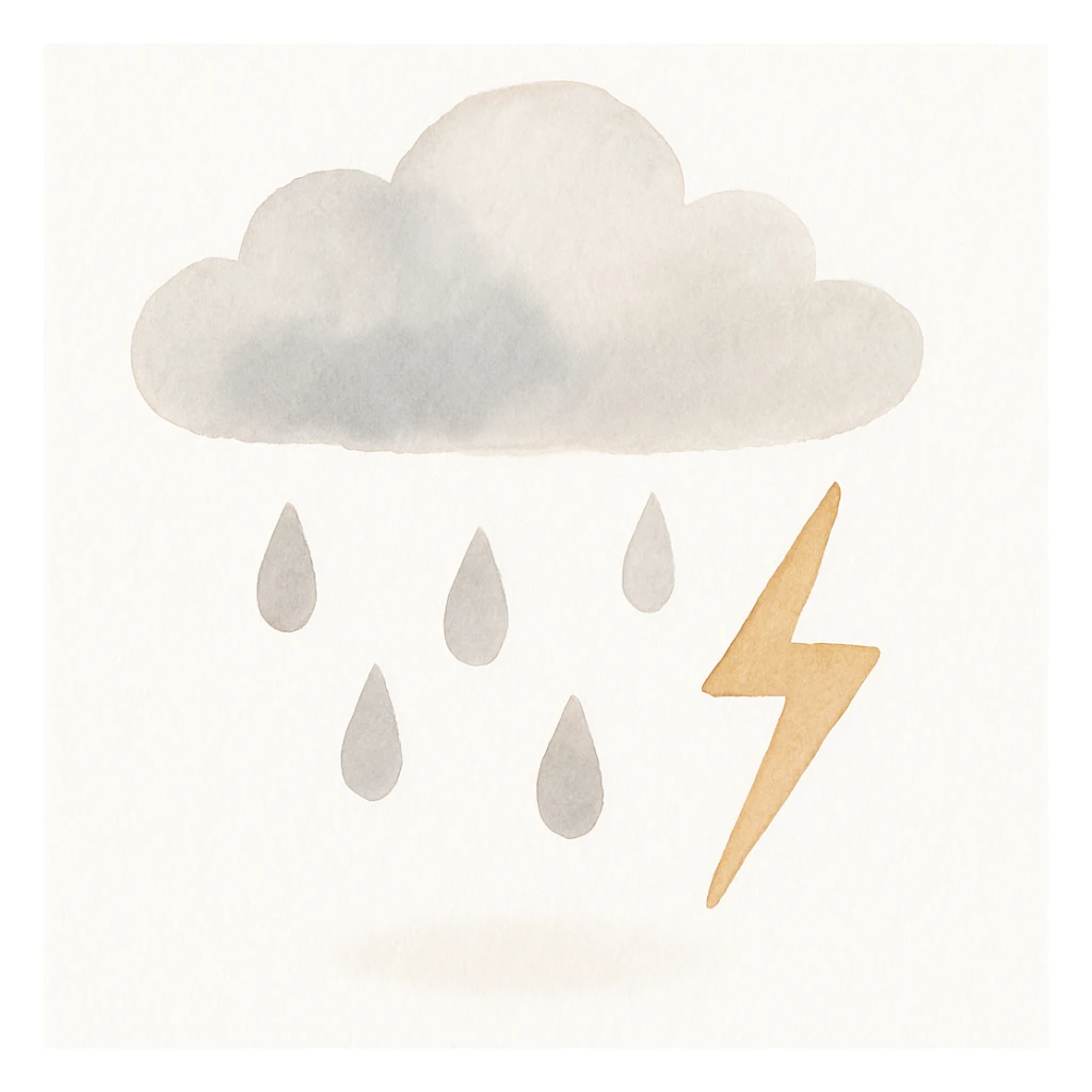 thunderstorm, watercolor art style sticker