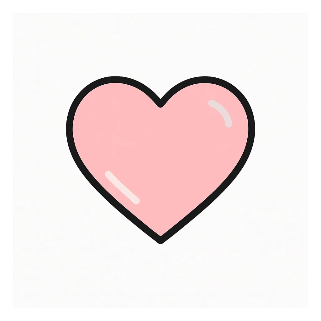 purple heart, flat pink gray style, minimal sticker