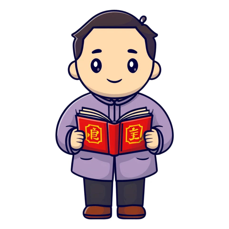 Victorian scholar with Chinese-English dictionary sticker