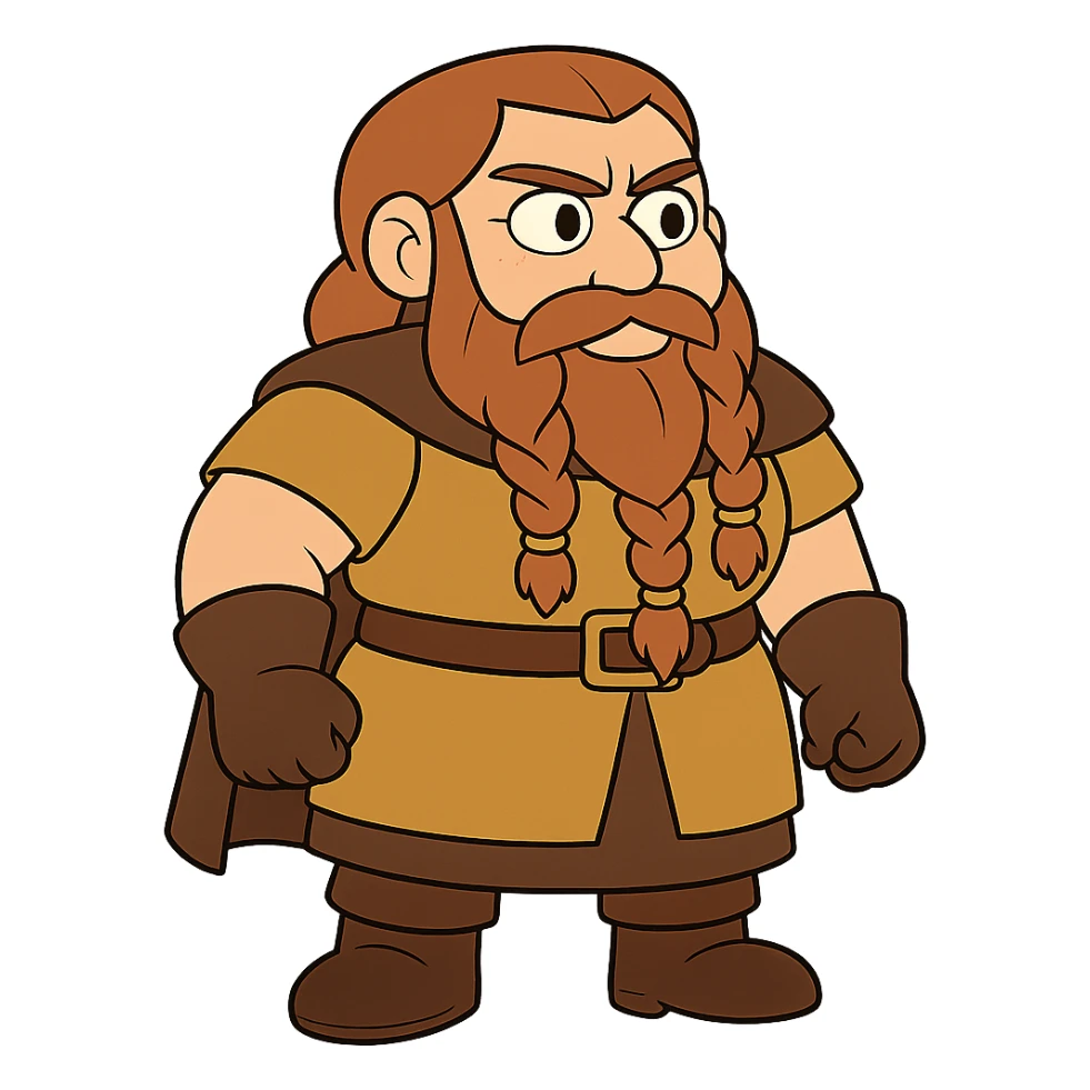 flat toon style bearded female dwarf from DnD sticker
