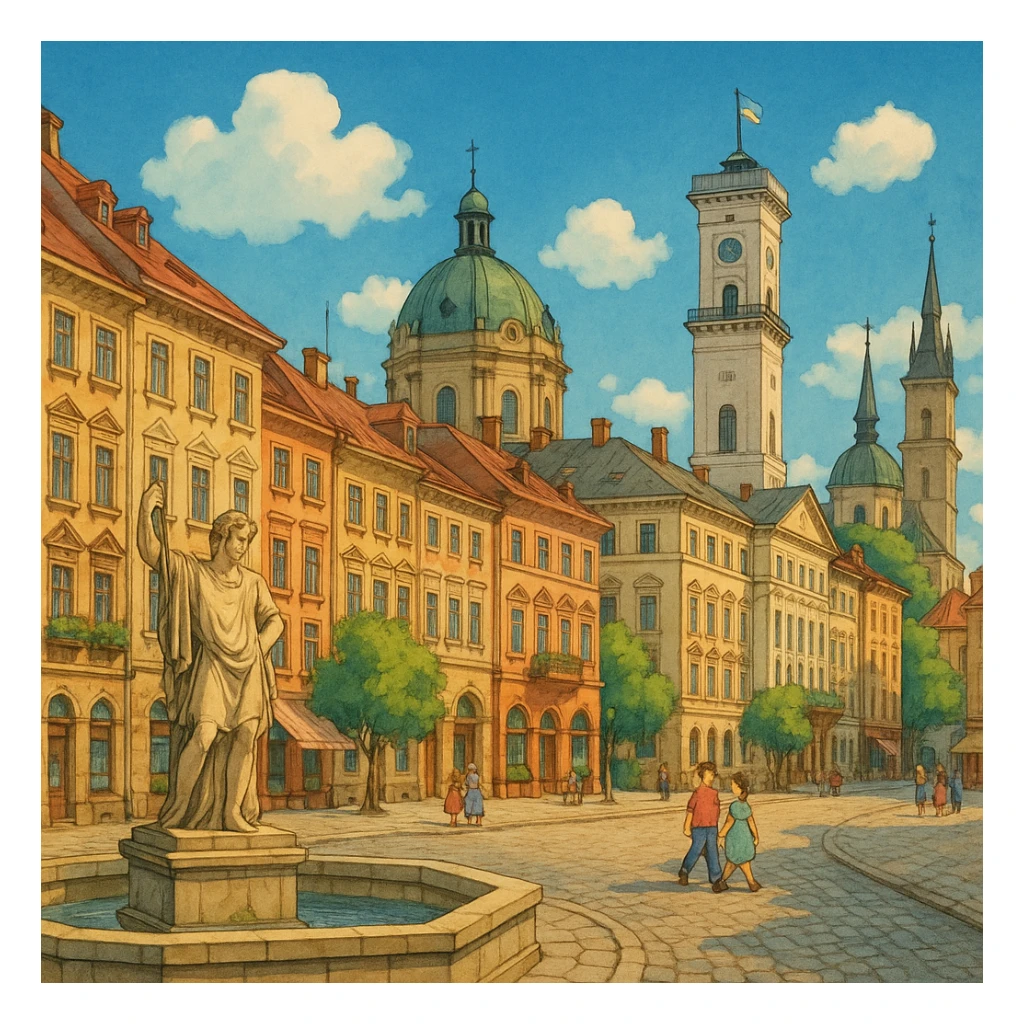 ghibli style Lviv sticker