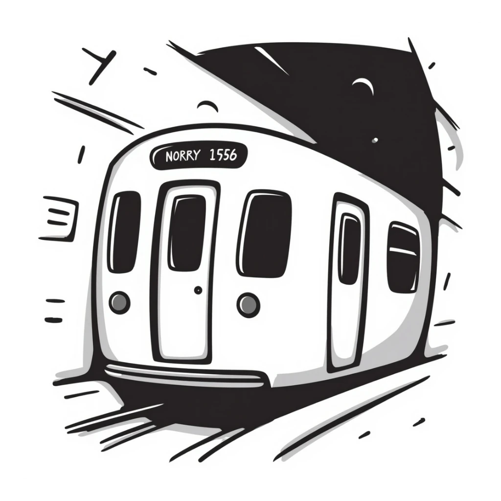 A subway train emoji at the station in the tunnel sticker