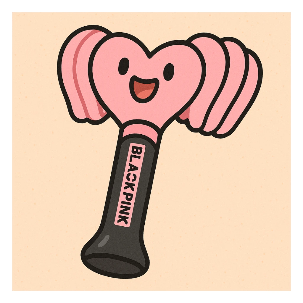 BLACKPINK-inspired object, black and pink colors, soft trendy cartoon look, pastel toon style sticker