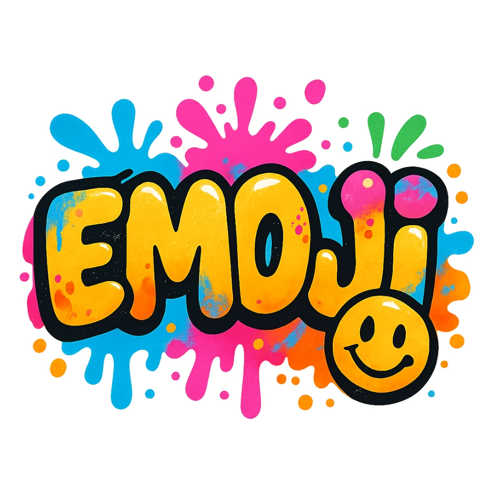 graffiti style emoji, bubble letters, bright colors, playful, fun sticker
