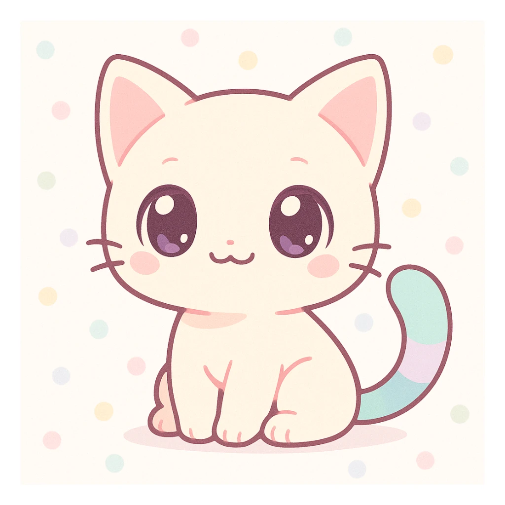 anime style cat character, big eyes, cute pose sticker