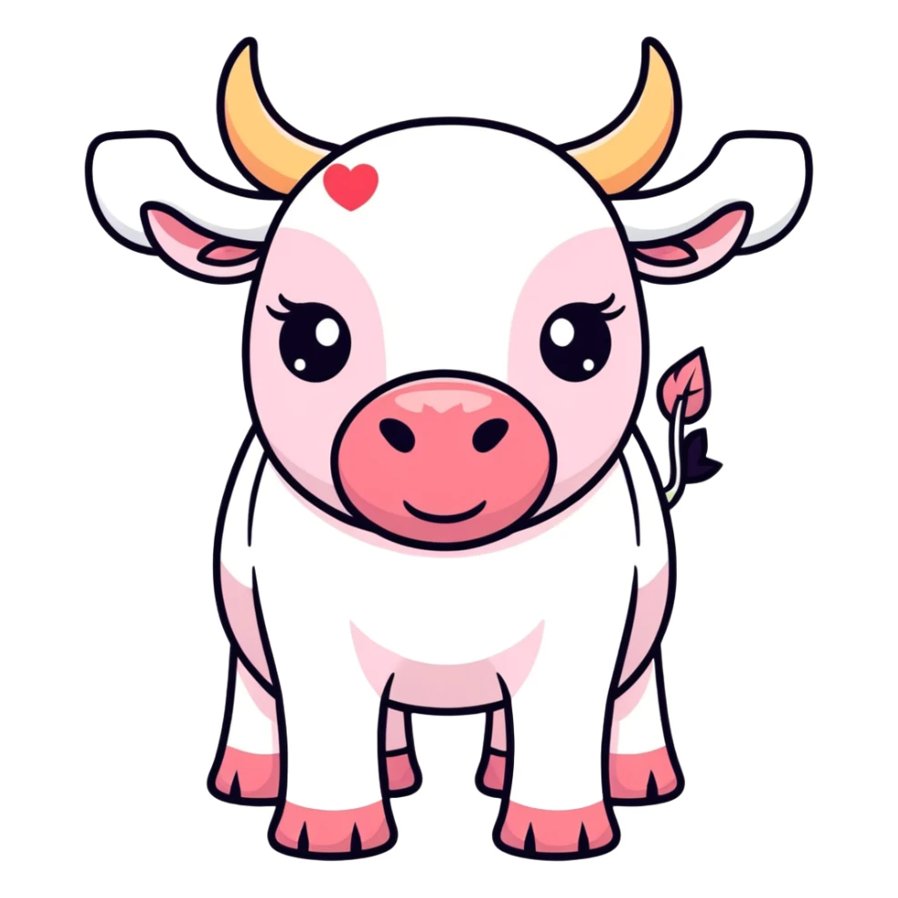 Pink bull with heart eyes sticker