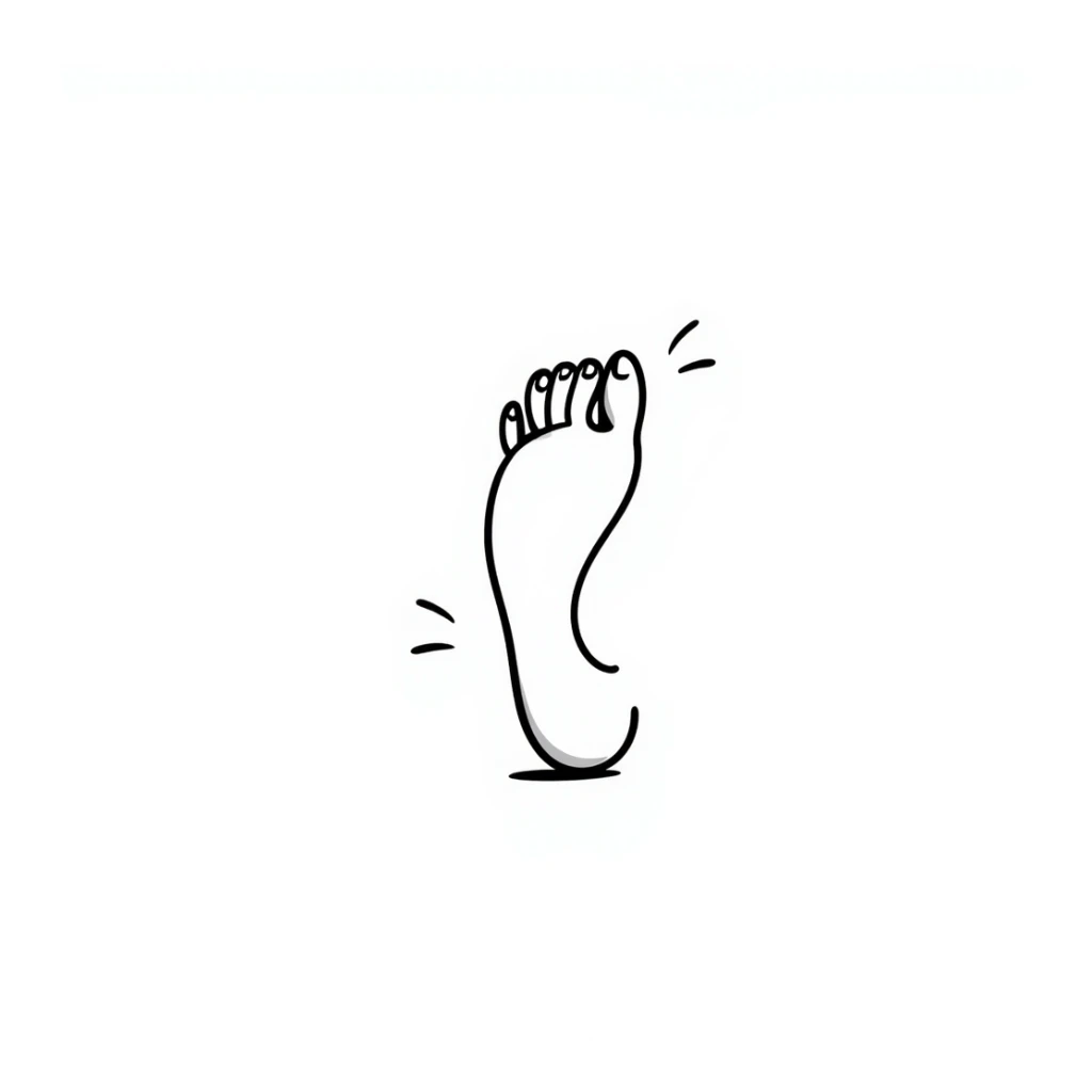 cartoon foot with toes spread wide like fingers sticker