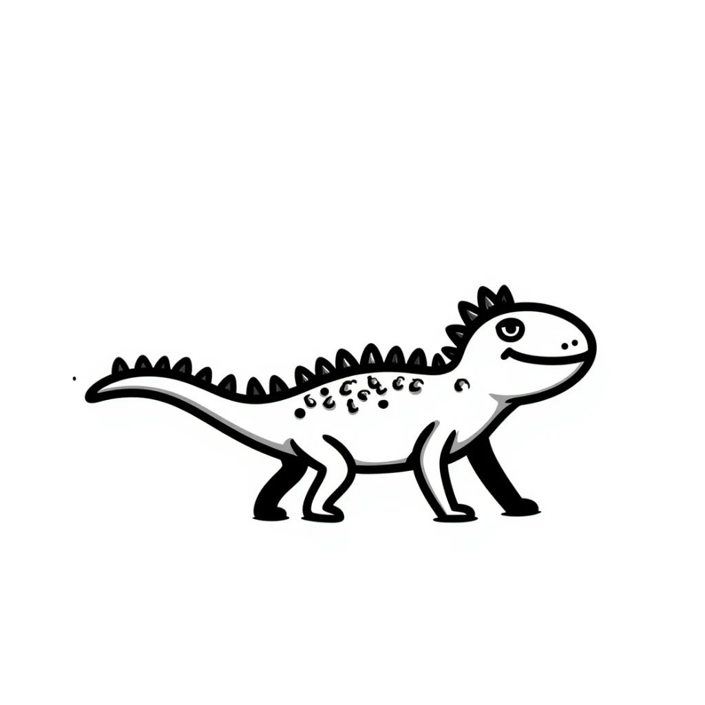 Hand-drawn iguana with spiky back and long tail sticker