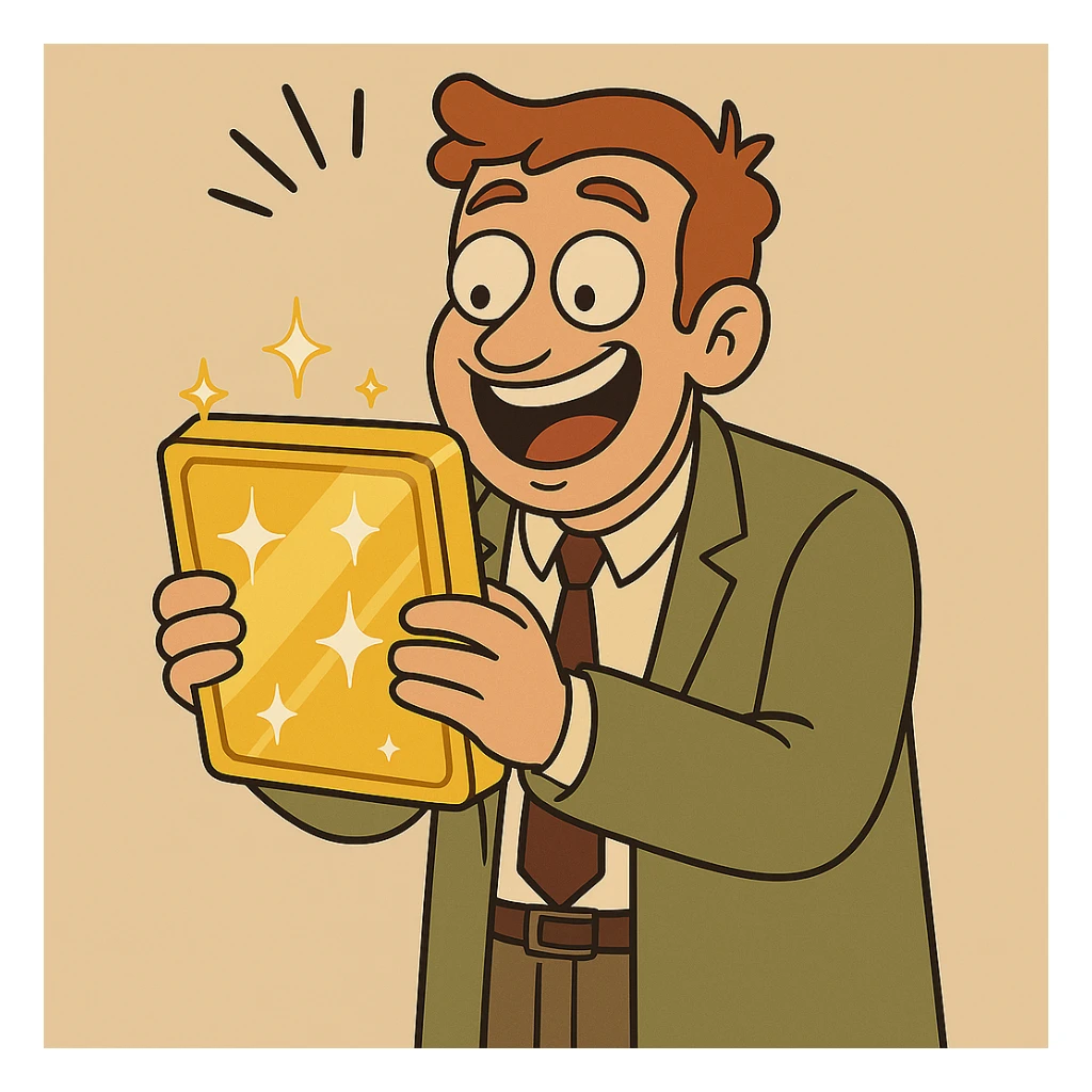 Add sparkles to the gold tablet in a cartoon style. sticker