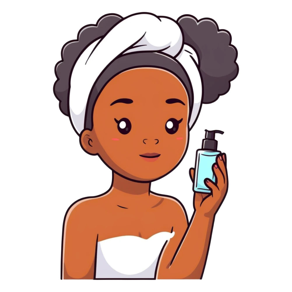 Black girl with moisturizer skincare routine sticker