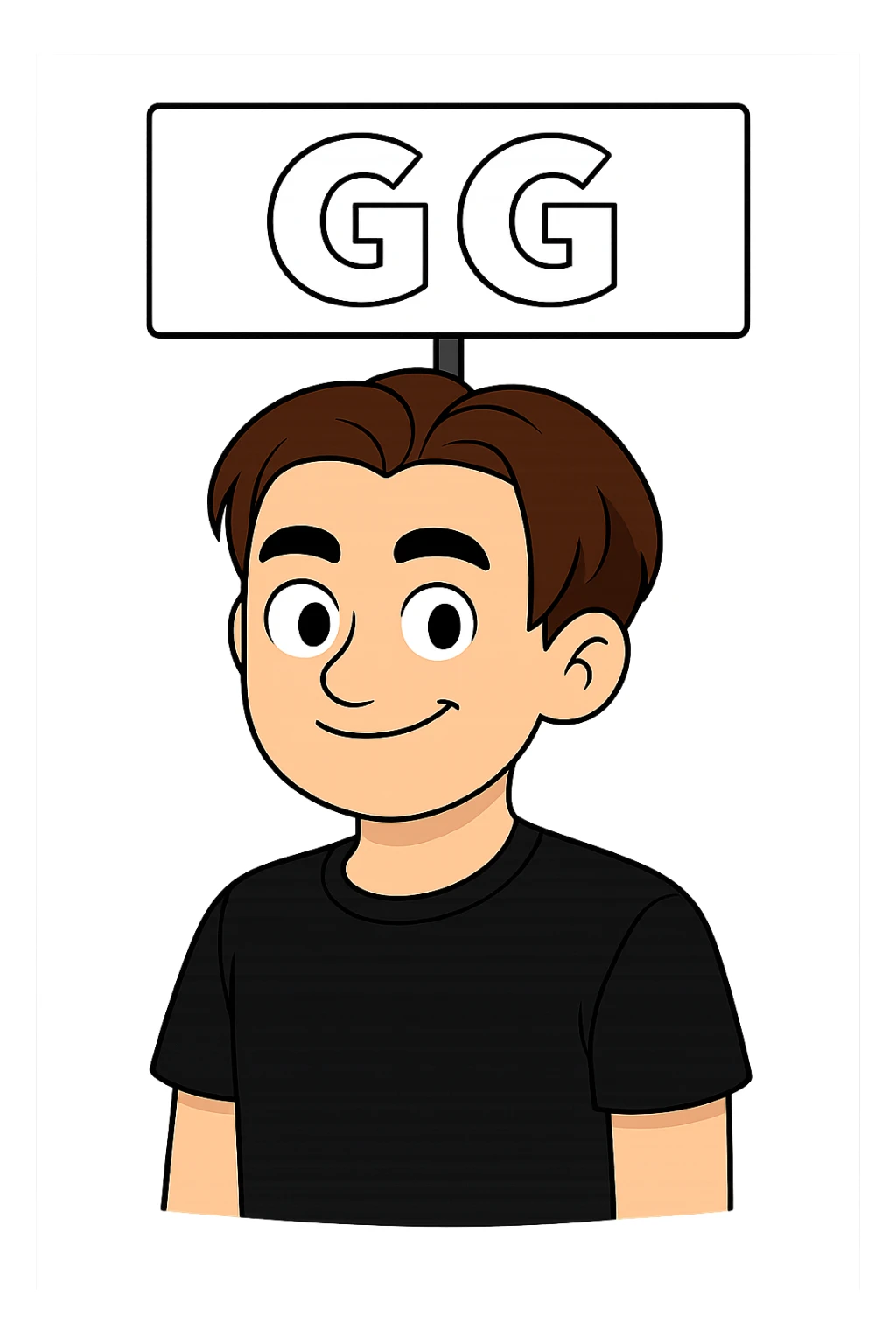 Add a signboard with the text 'GG' on it. The background should be transparent. sticker
