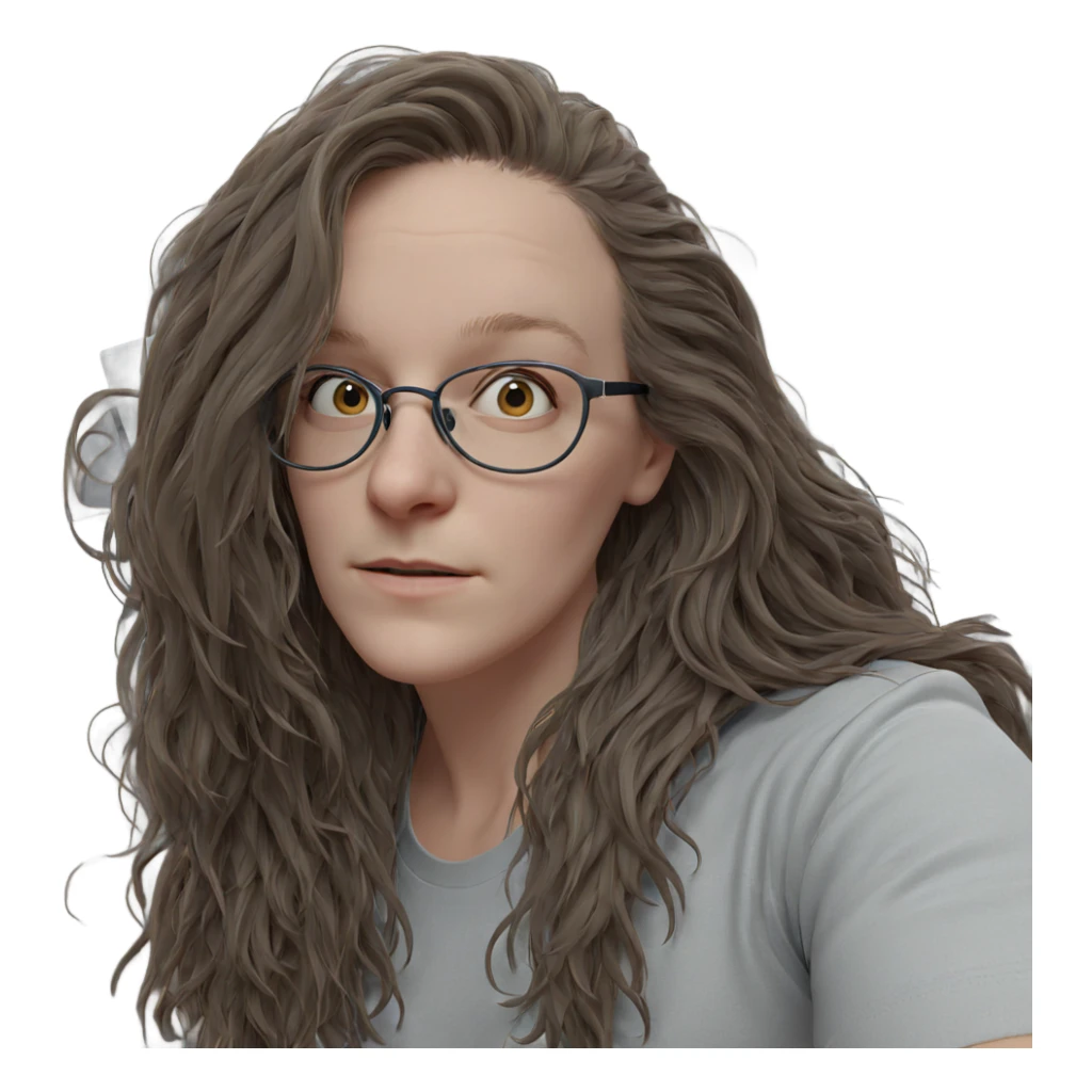 girl with glasses and hair sticker