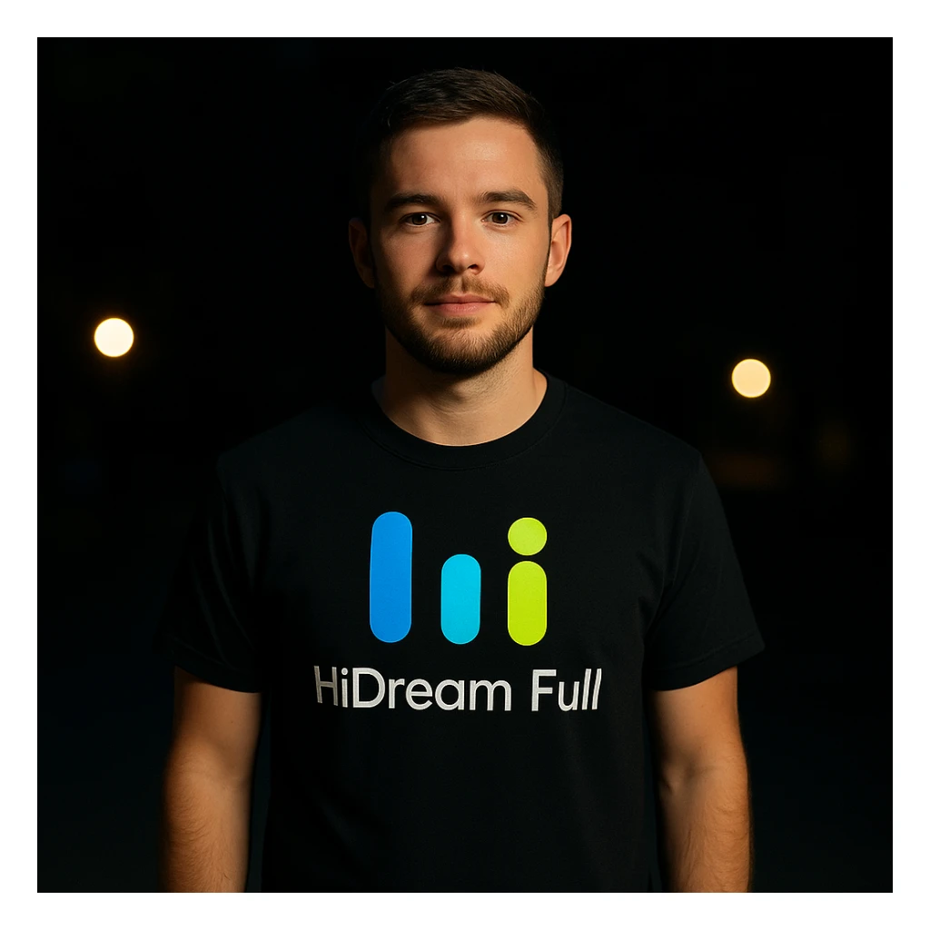 man wearing tshirt with this logo, dark night background with dim lights sticker