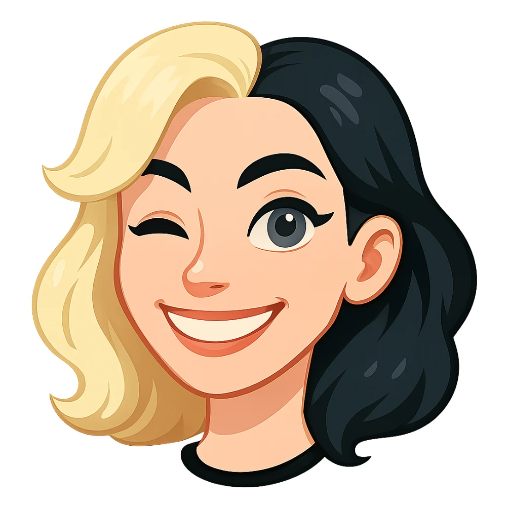 Edit the image in the style of a Telegram sticker. Adjust the facial expression so that the upper row of teeth covers the mouth and the tongue is not visible from below. Remove the outline completely from the edges. Keep the head with hair, blue eyes, pale skin, and nose piercing. No background. sticker