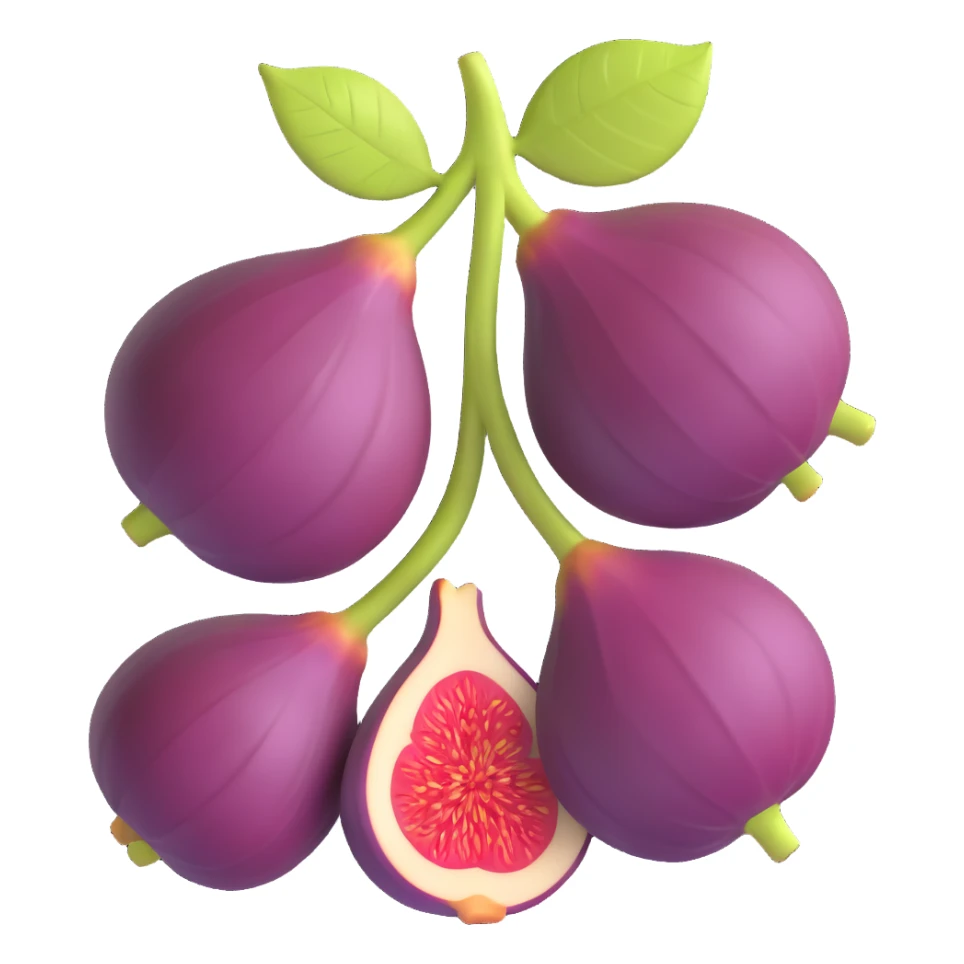 3D emoji style, fig fruit, three-dimensional and lively, no expression sticker