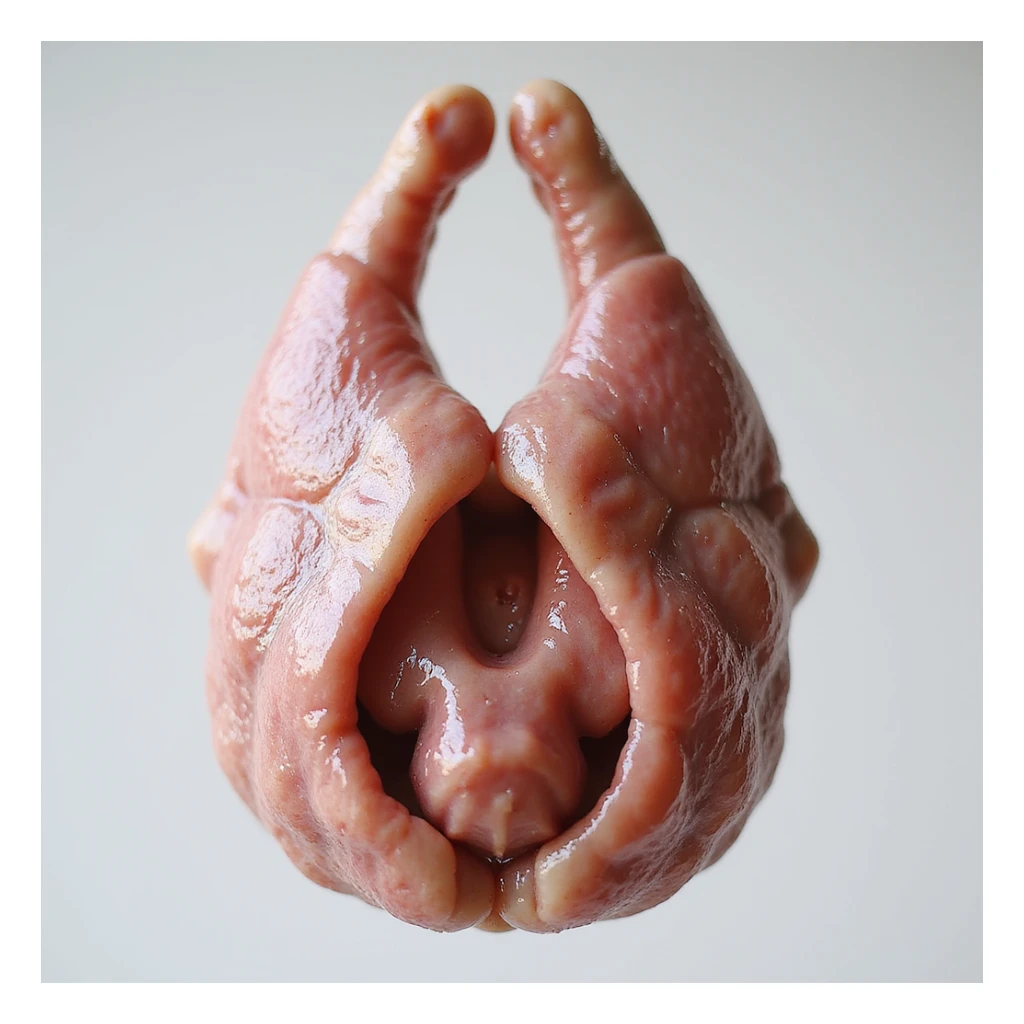 Pig thyroid gland, anatomical view, isolated on white background, hyperrealistic 4K, front view, clear anatomical details sticker