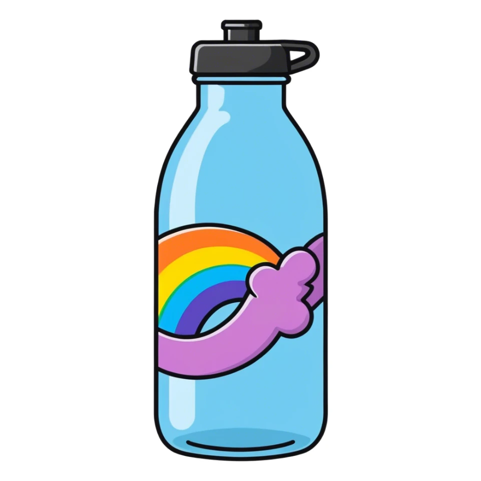 Bottle of water with a rainbow in it Fiji  sticker