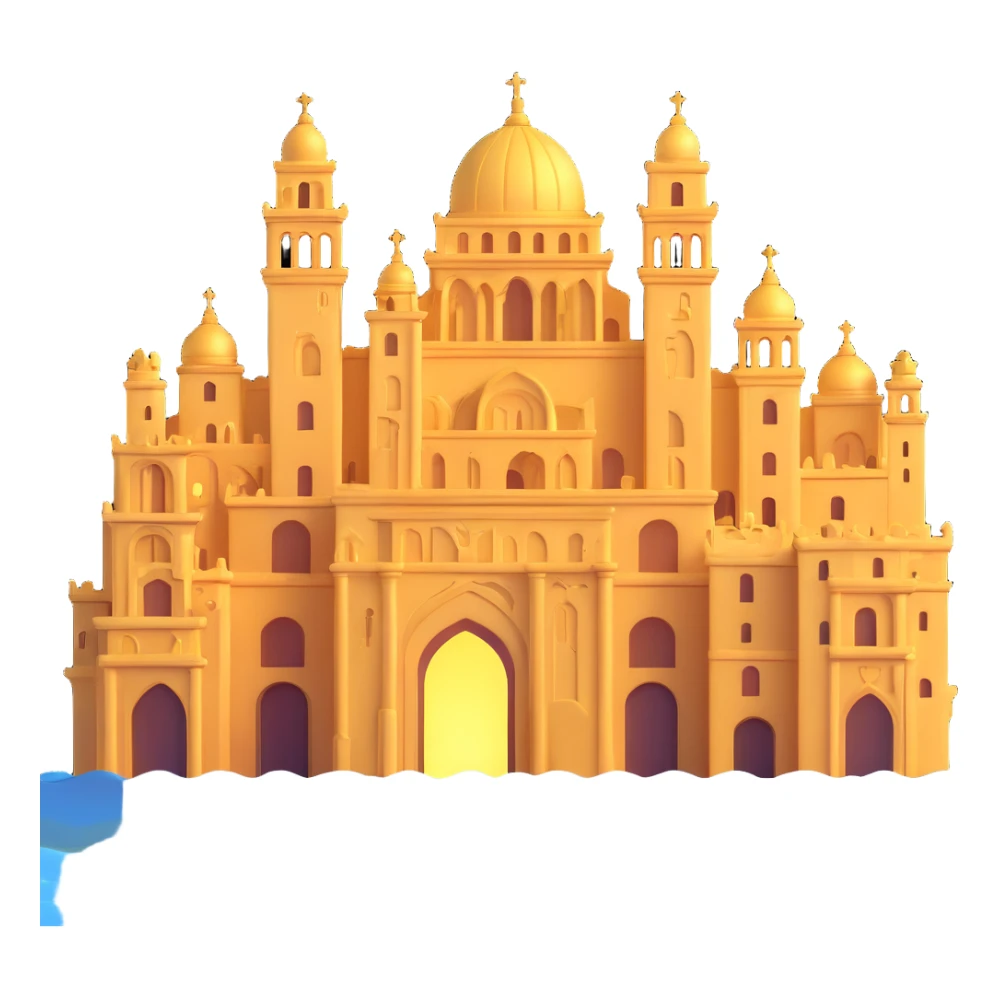 ancient golden city submerged underwater with ornate buildings and shining lights sticker