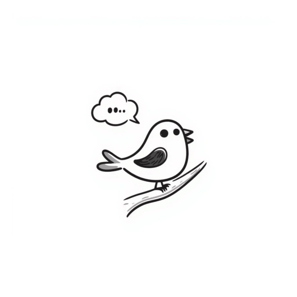 small songbird with round body perched singing sticker