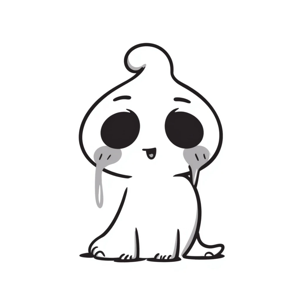 A hand-drawn soul or spirit crying tears, emotional essence sticker