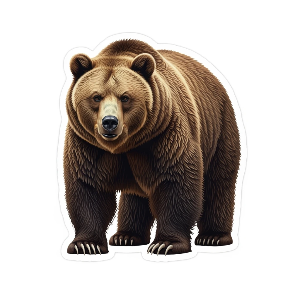 Brown bear realistic sticker white background sticker