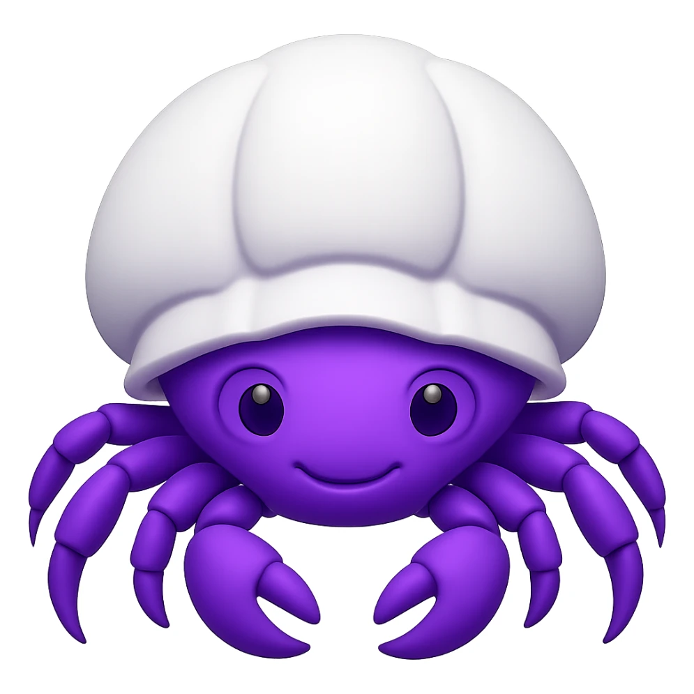 hermit crab should be violet and the shell should be white, emoji style sticker