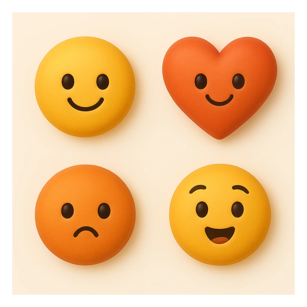 make four emojis in same style sticker
