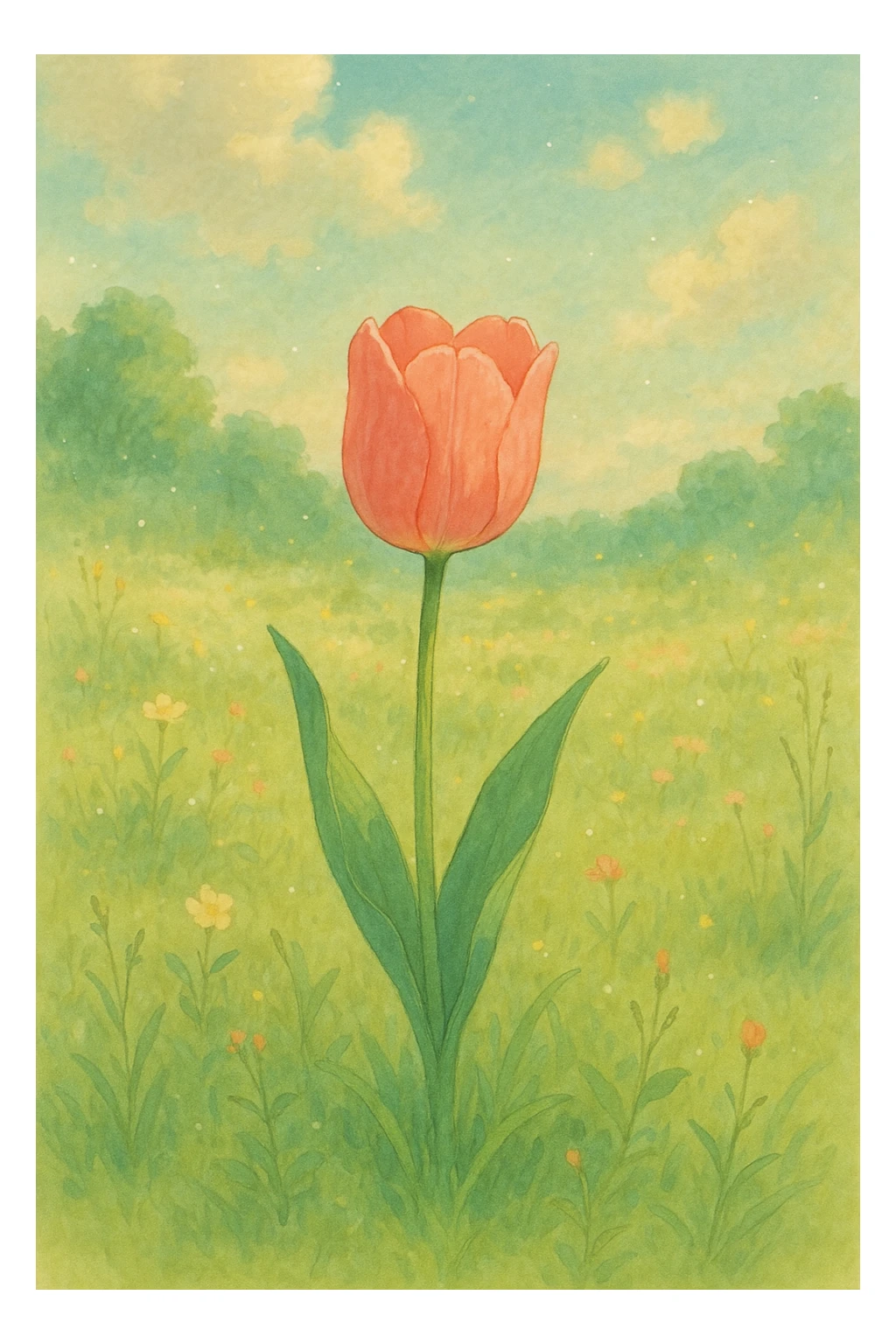 a tulip flower, natural colors, soft, fairy-like atmosphere,  sticker