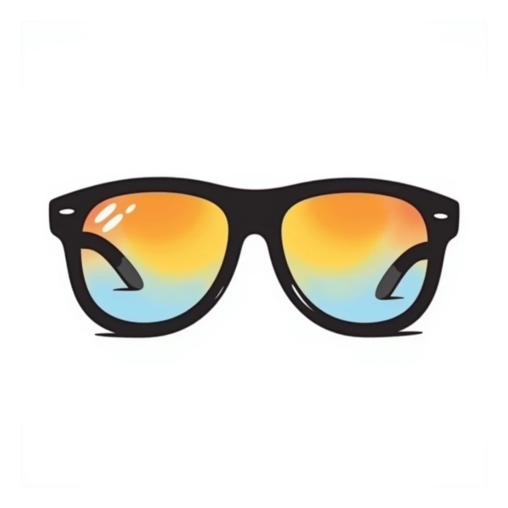 funky oversized aviator sunglasses with colorful gradient lenses, classic 70s style sticker