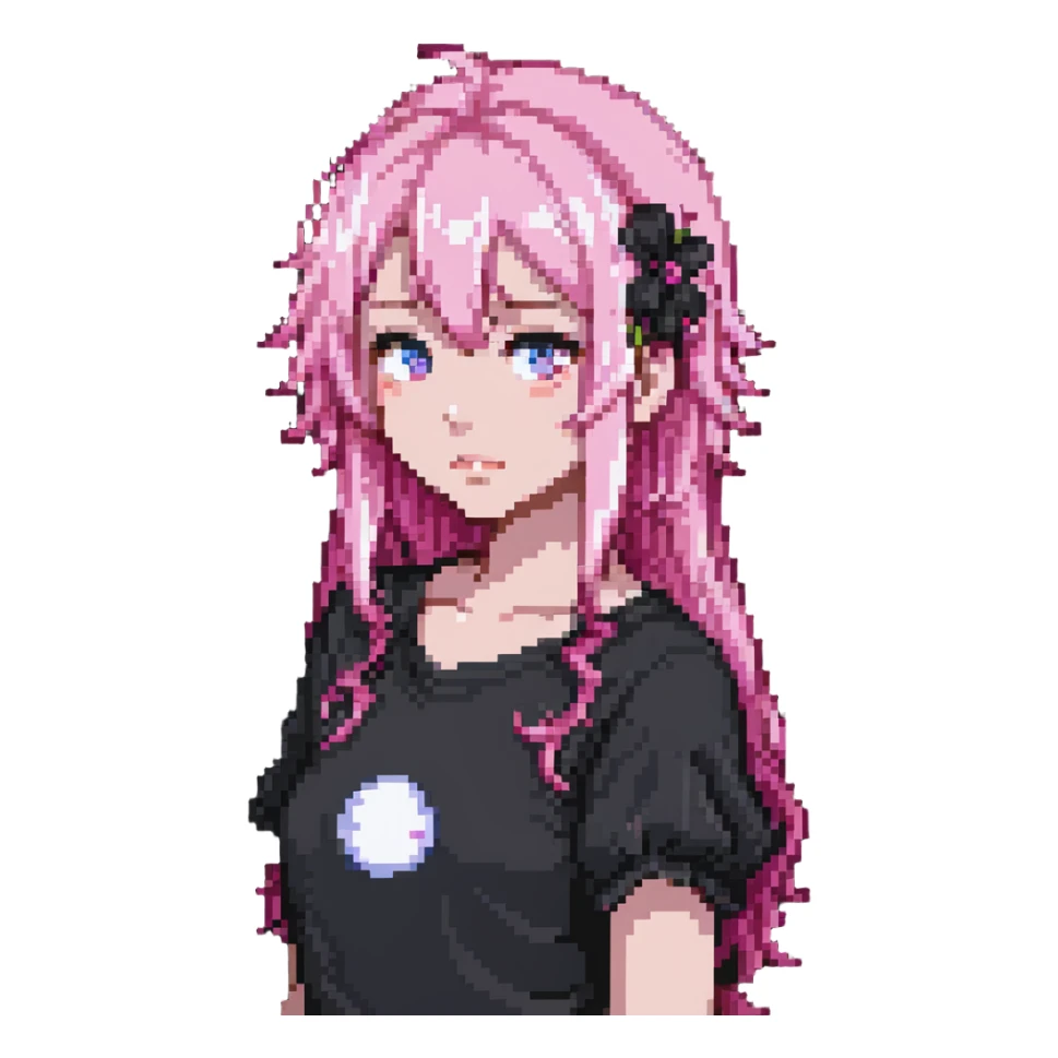 anime girl with pink hair sticker