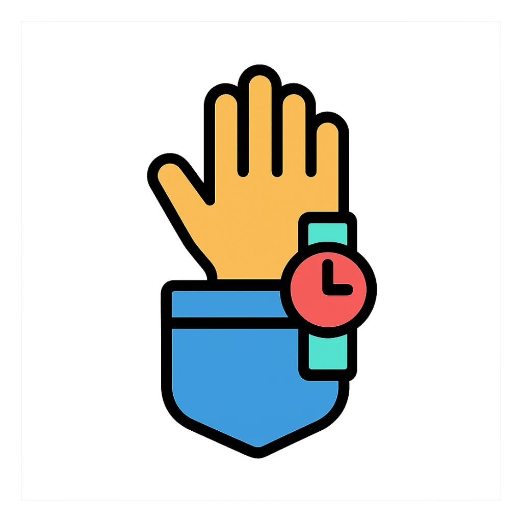 clean icon style hand with a watch partially visible inside a pocket sticker