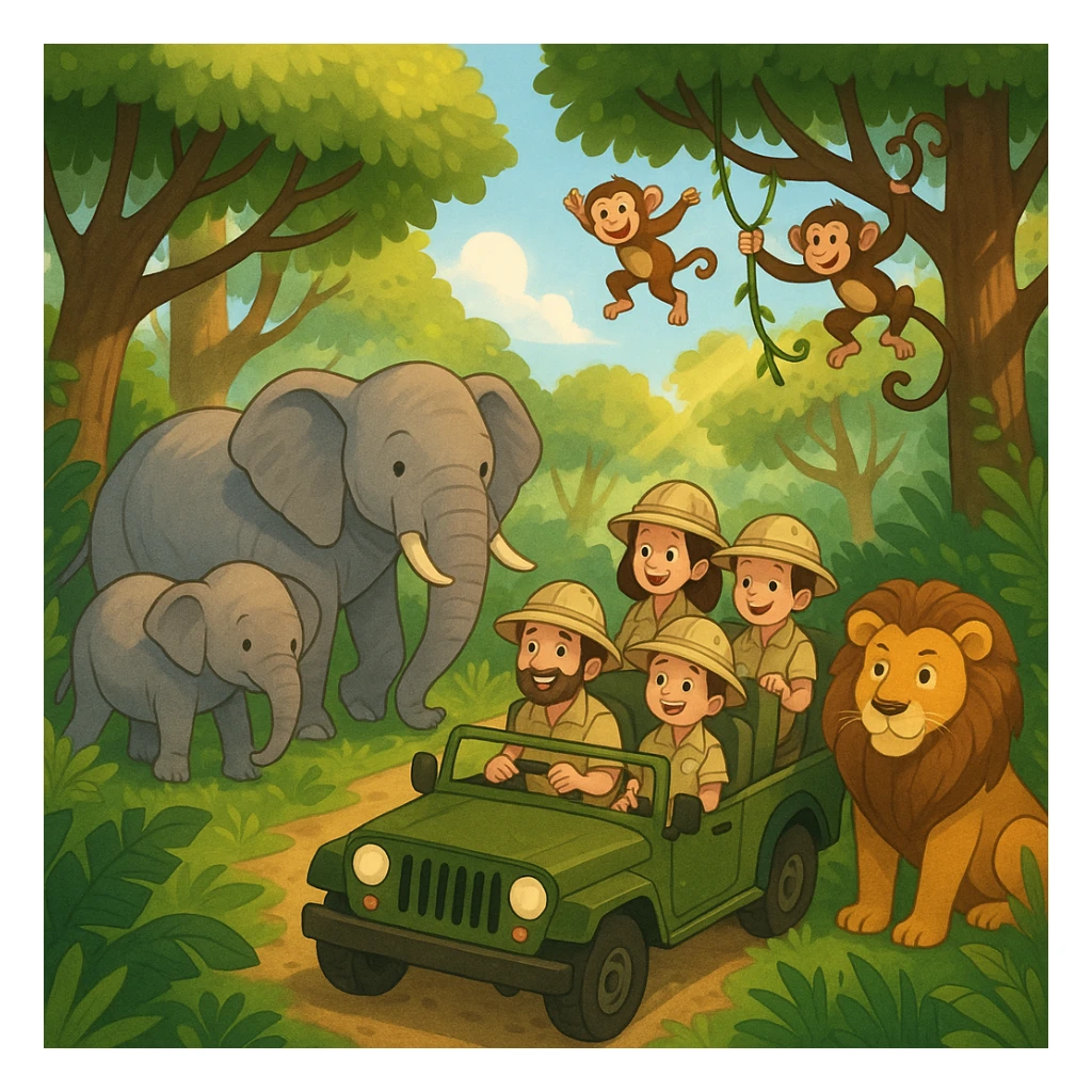 digital illustration of jungle safari sticker
